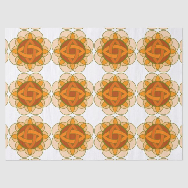 Papier Mousseline Découpage Mandala Orange (Recto)