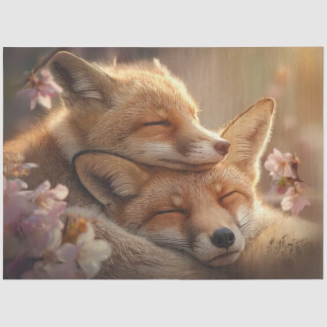 Papier Mousseline Découpage Mère Bébé Fox Dormir le plus vite (Recto)