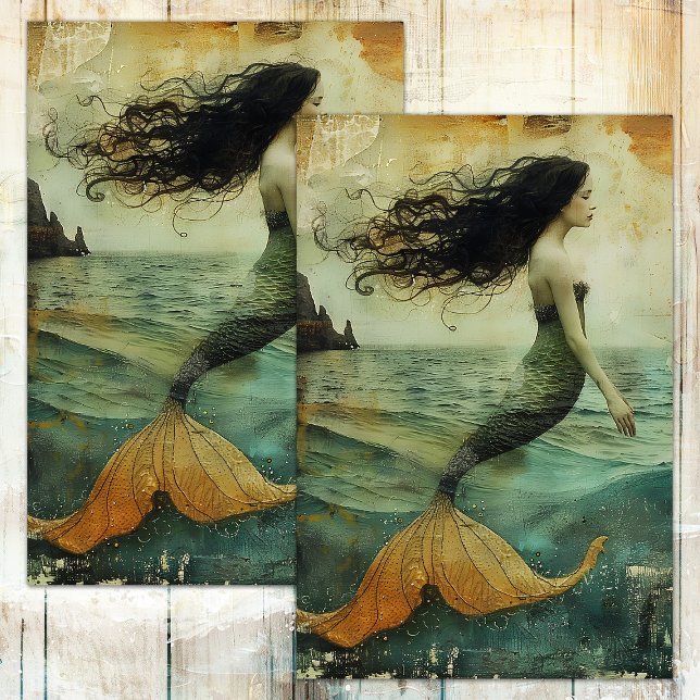 PAPIER MOUSSELINE DÉCOUPAGE MERMAID (MERMAID DECOUPAGE TISSUE PAPER)