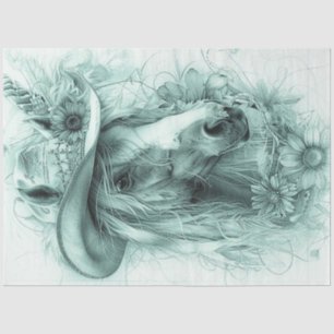 Papier Mousseline Découpage Monochromatique Whimsical Horse Portrait