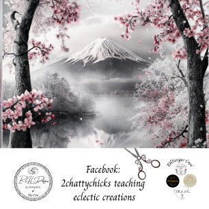 Papier Mousseline Découpage Mont Fuji avec fleurs de cerisiers et la