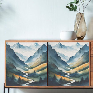 Papier Mousseline Découpage Montagne Tan Bleu