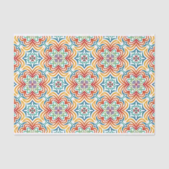 Papier Mousseline Découpage Motif Abstrait Retro Wavy (Recto)