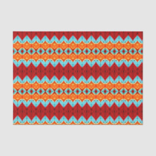 Papier Mousseline Découpage Motif d'art bleu orange rouge tribal