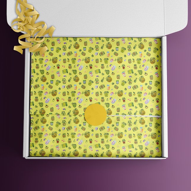 Papier Mousseline Découpage Motif de confiture d'aquarelle jaune (Créateur téléchargé)