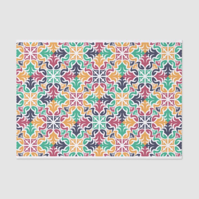 Papier Mousseline Découpage motif géométrique coloré (Recto)