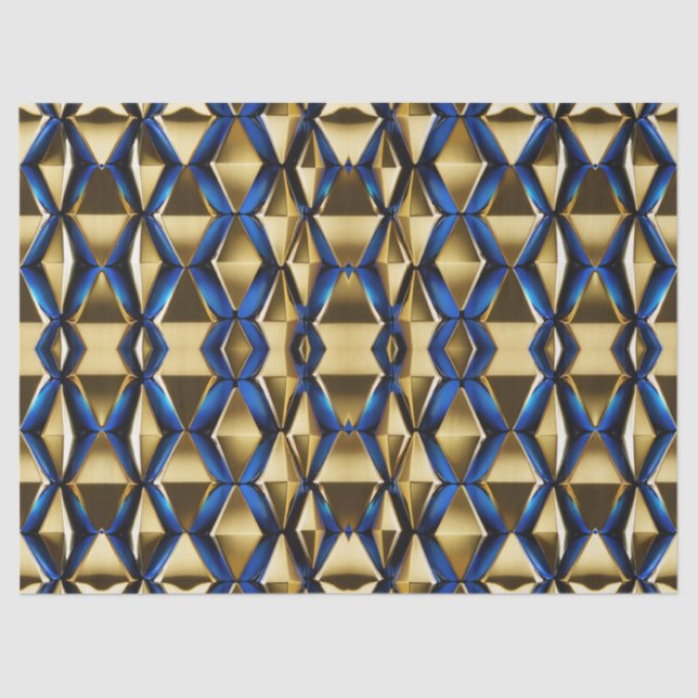 Papier Mousseline Découpage Motif moderne or et saphir (Recto)