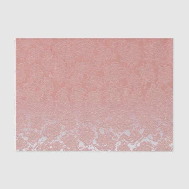 Papier Mousseline Découpage Motif Succulent et rose pâle (Recto)