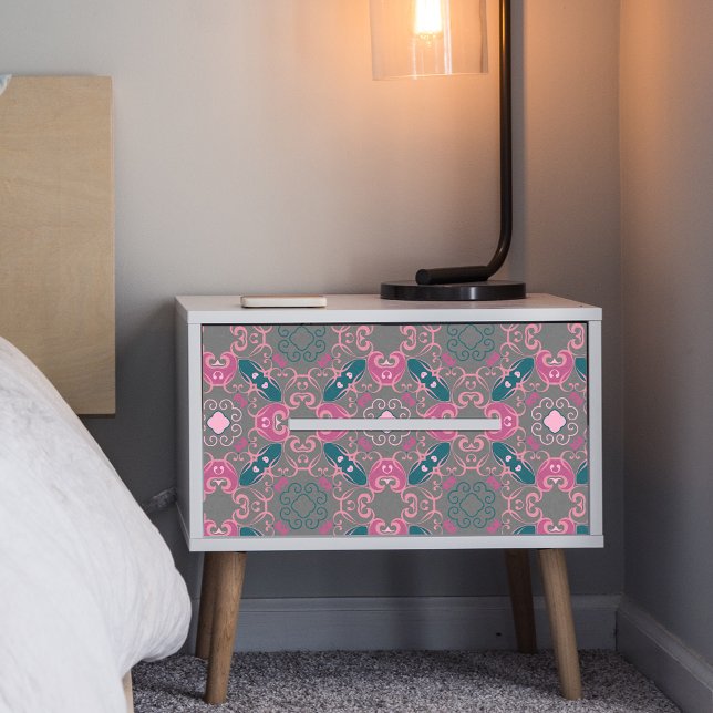 Papier Mousseline Découpage Motif Tourbillonnant rose gris vert (Créateur téléchargé)