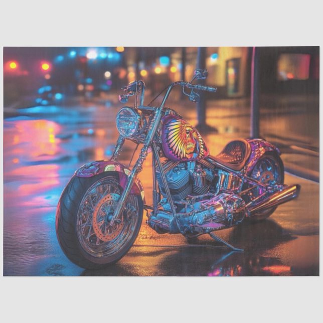 Papier Mousseline Découpage Moto urbain personnalisé peint (Recto)