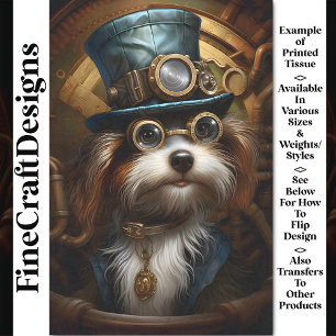 Papier Mousseline Découpage Mousseline Steampunk Chien Faux Ink 033Z