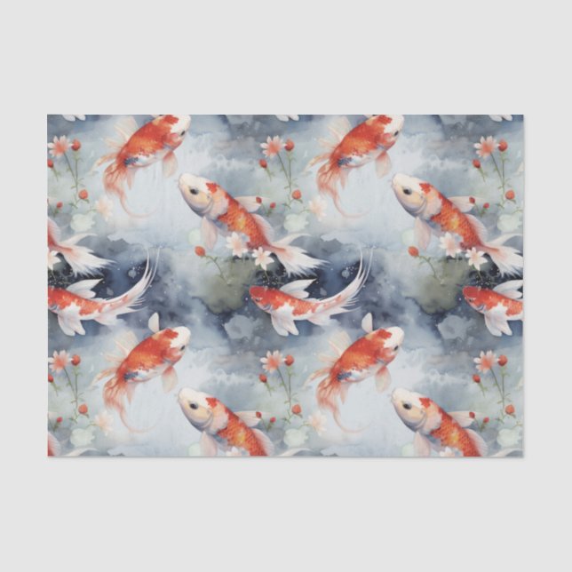 Papier Mousseline Découpage mystique de l'étang de poisson Koi (Recto)
