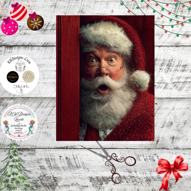 Papier Mousseline Decoupage Naughty or Nice Santa Claus Peeking  (Créateur téléchargé)