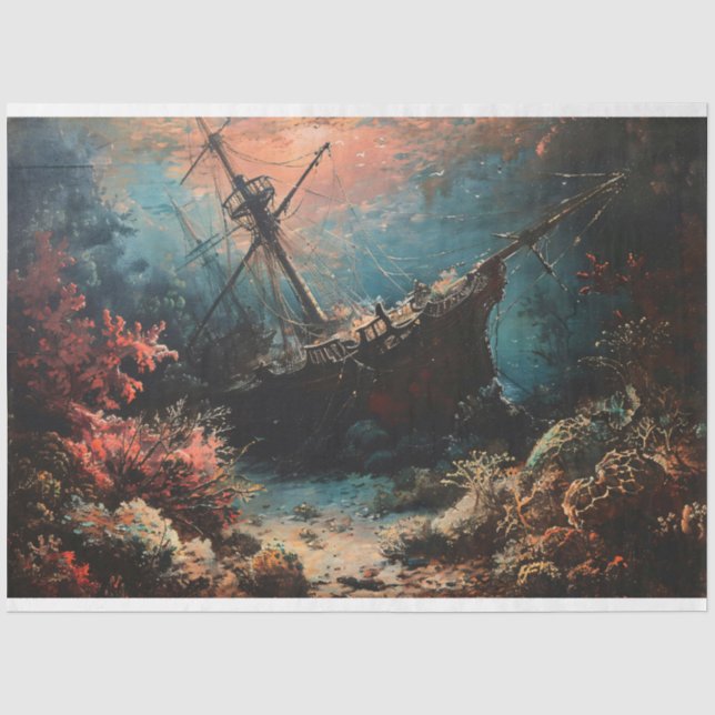 Papier Mousseline Découpage nautique du navire coulé (Recto)