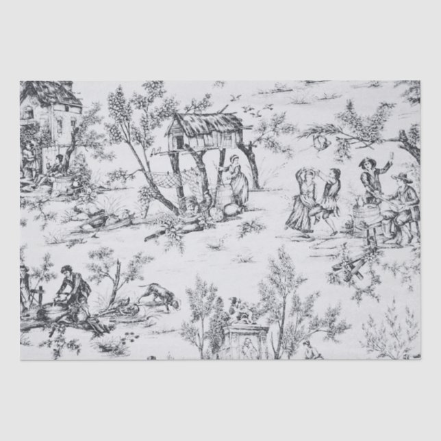 Papier Mousseline Découpage noir et blanc de la toile de jouy (Recto)