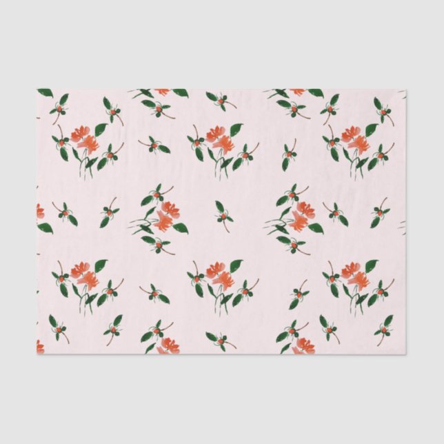 Papier Mousseline Decoupage Or Gifting Hand-Painted Florals Blush  (Recto)