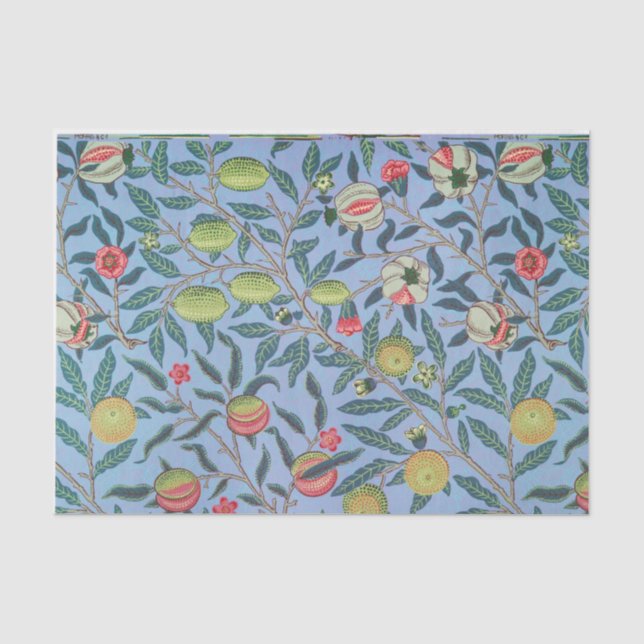 Papier Mousseline Découpage papier de tissus bleu William Morris (Recto)