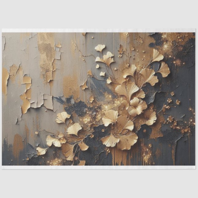 Papier Mousseline Découpage Papier Tissu Gingko Faune de la flore Fe (Recto)