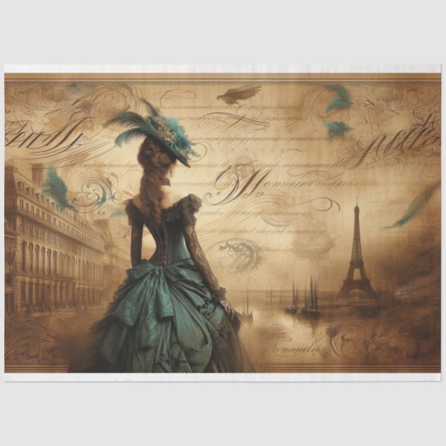 Papier Mousseline Découpage Papier Tissu Gothique Victorienne Lady (Recto)