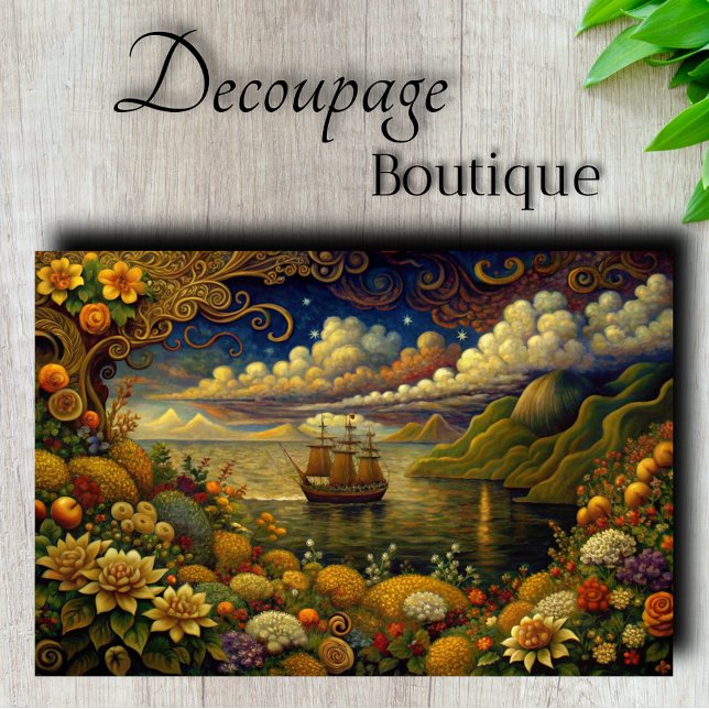 Papier Mousseline Découpage Paradise Voyage (Paradise Voyage Decoupage Tissue Paper)
