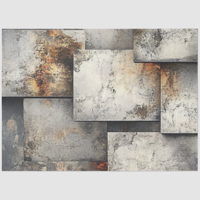 Papier Mousseline Découpage Paysage Argent Rust Faux Arrière - plan (Recto)