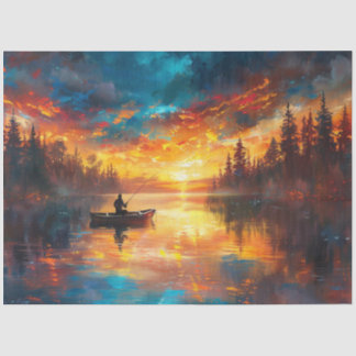 Papier Mousseline Découpage Pêche dynamique Vue lac