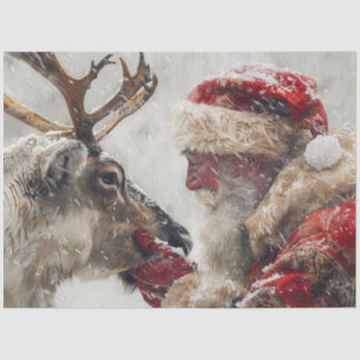 Papier Mousseline Découpage Père Noël mystique & Rudolph Nez à Nez