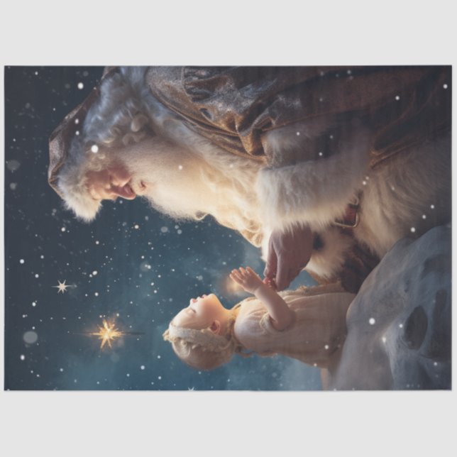 Papier Mousseline Découpage Père Noël Raconter à Grand-Enfant Jésus (Recto)