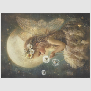 Papier Mousseline Découpage Petite fille Fée Lune Cadre de nuit