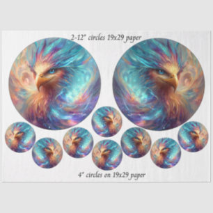 Papier Mousseline Decoupage Phoenix Art 12" ronds et 4" dessous de v