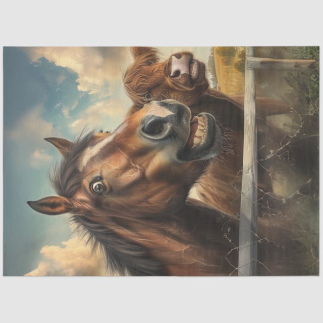 Papier Mousseline Découpage Photo Whimsical Drôle Cheval Visage (Recto)