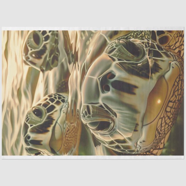 Papier Mousseline Découpage Photographie de tortue de mer (Recto)