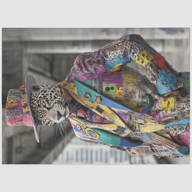 Papier Mousseline Découpage Pop Art Fashion Show Leopard (Recto)