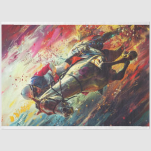 Papier Mousseline Découpage Portrait Abstrait Jockey Horse Rider