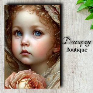 Papier Mousseline Découpage Portrait Angel vintage