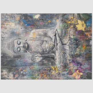 Papier Mousseline Découpage Pose Bouddha Abstrait