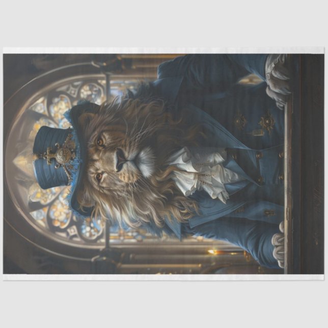 Papier Mousseline Découpage Prêche Lion-Pasteur Mike (Recto)