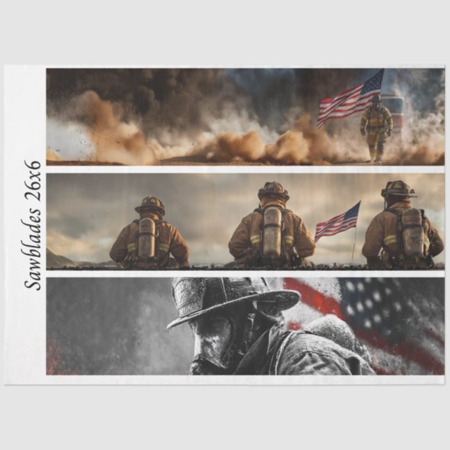 Papier Mousseline Decoupage Proud Firefighters American Flag  (Recto)