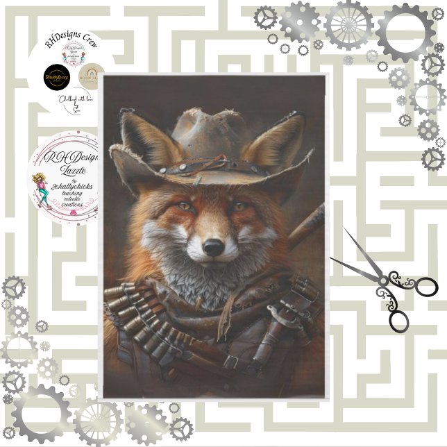 Papier Mousseline Découpage Red Fox Steampunk Bandito (Créateur téléchargé)