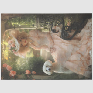 Papier Mousseline Découpage Robe Vintage Lady Rose & Poodle blanc