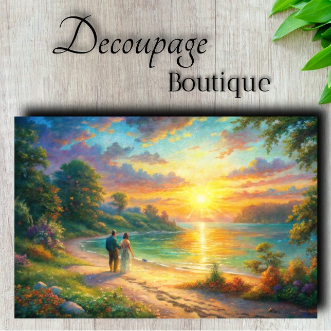 Papier Mousseline Découpage romance Sunset Beach (Sunset Beach Romance Decoupage Tissue Paper)
