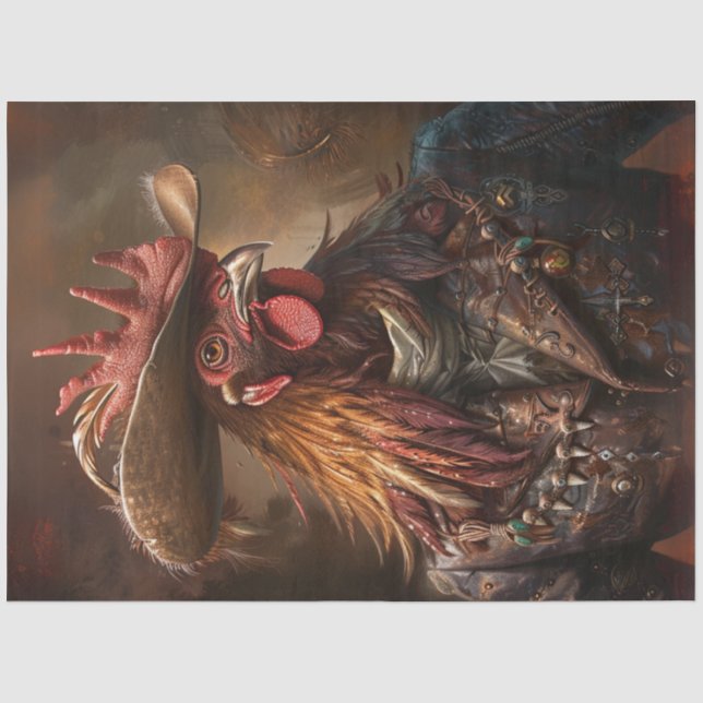 Papier Mousseline Découpage Rooster Fière Large Veste Casquette Brim (Recto)