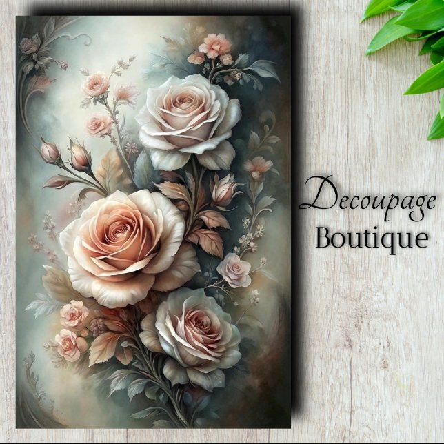 Papier Mousseline Découpage Rose classique (Classic Rose Glow Decoupage Tissue Paper)