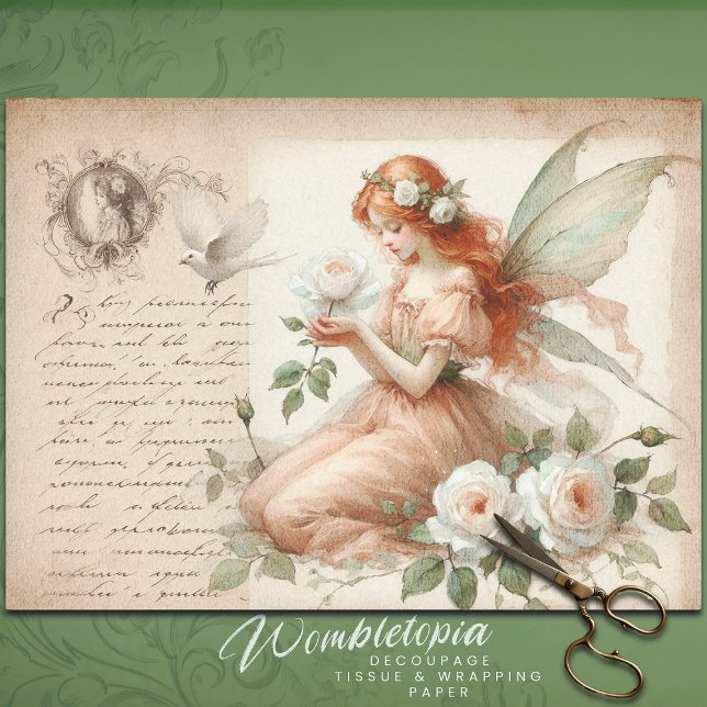 Papier Mousseline Découpage rose Fairy & Pastel Ephemera Script (Créateur téléchargé)