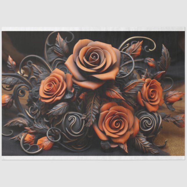 Papier Mousseline Découpage Rose orange (Recto)