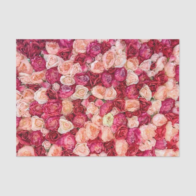 Papier Mousseline Découpage Roses rose rouge rose (Recto)