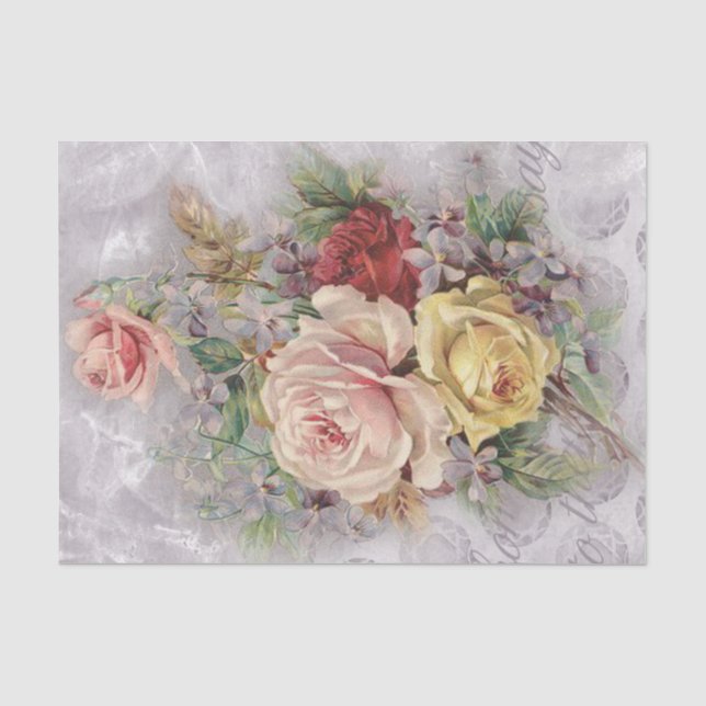 Papier Mousseline Découpage Roses vintages (Recto)
