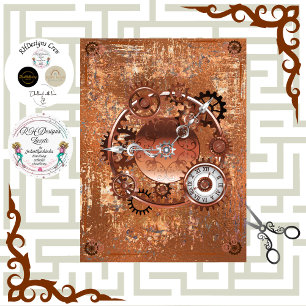 Papier Mousseline Découpage roue dentée Steampunk cadran d'horloge