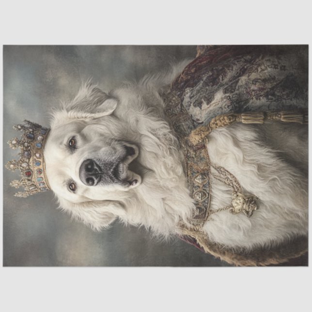 Papier Mousseline Découpage Royal Great Pyrenees nommé Gunner (Recto)