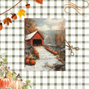 Papier Mousseline Découpage Rustic Red Barn Automne saison Citrouill